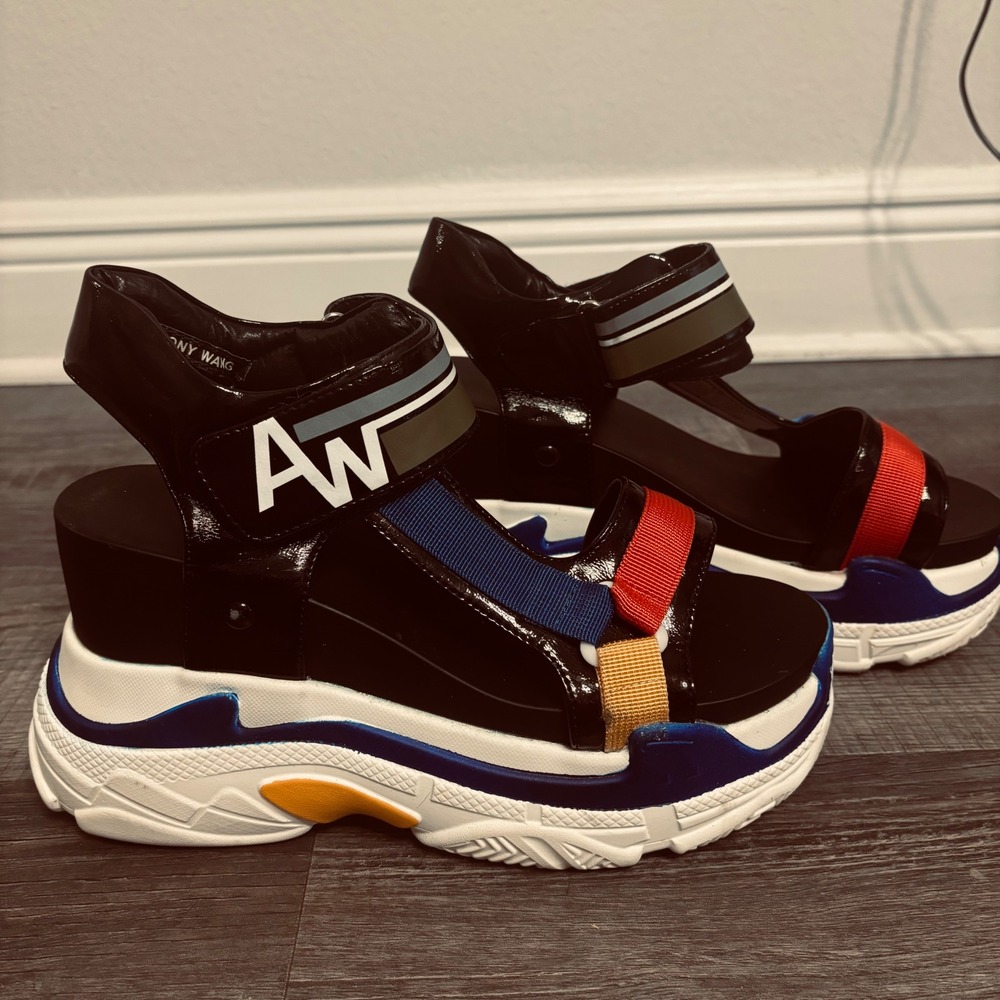 Anthony Wang Blueberry-03 Chunky Platform Sport Sandals Colorblock Size 10 Funky